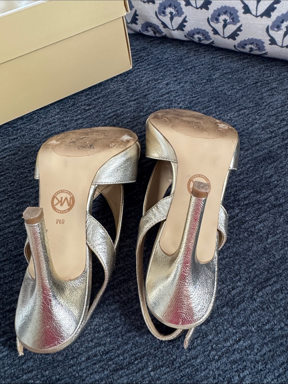 Michael Kors Metallic Gold Crisscross Peep-Toe Slingback Heels - Picture 7 of 8